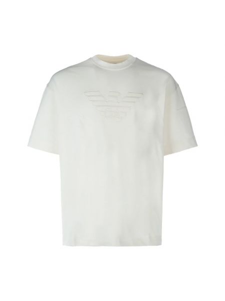 Koszulka bawełniana casual Emporio Armani biała