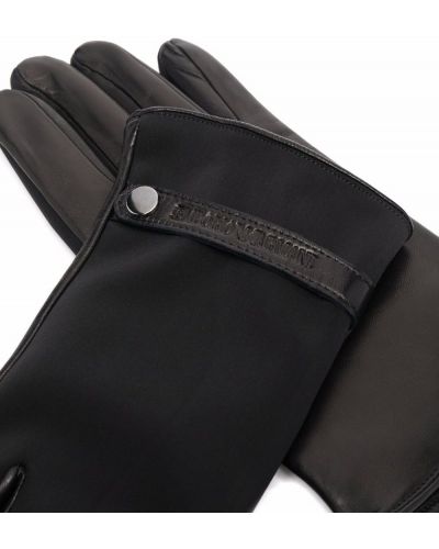 Rękawiczki skórzane Emporio Armani czarne