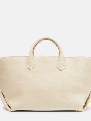 Kožená nákupná taška Khaite biela