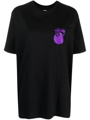 Bavlněné tričko s potiskem Stussy černé