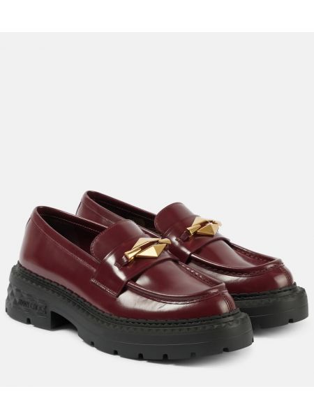 Loafers i läder Jimmy Choo vinröd