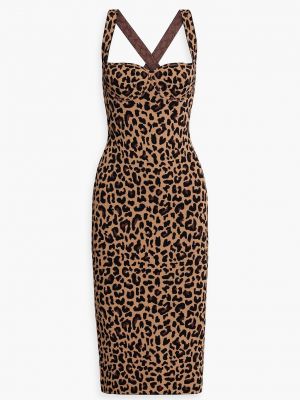 Леопардовый платье миди с принтом с животным принтом Galvan  London коричневый