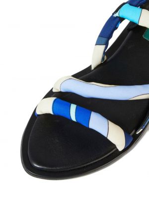Sandály bez podpatku s potiskem s abstraktním vzorem Pucci modré