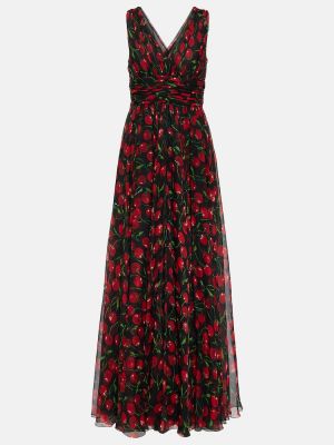 Chiffon seiden maxikleid Dolce&gabbana schwarz