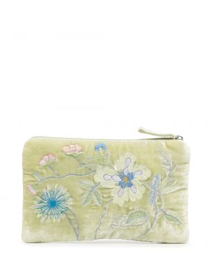 Květinová sametová hedvábná peněženka Anke Drechsel zelená