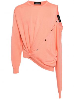 Асиметричен памучен пуловер Doublet розово