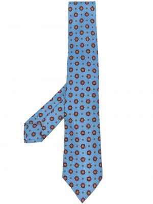 Květinová hedvábná kravata Kiton modrá
