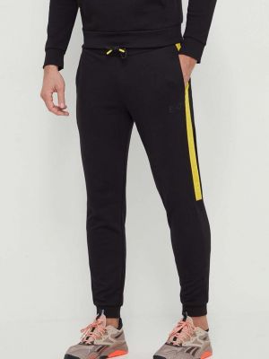 Spodnie sportowe bawełniane z nadrukiem Ea7 Emporio Armani czarne
