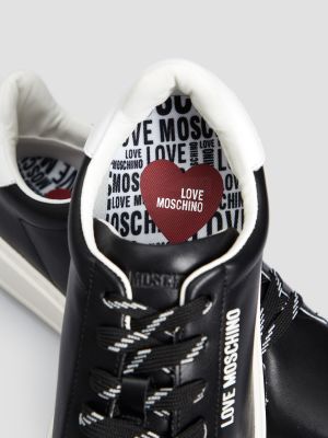 Черные кожаные кроссовки Moschino