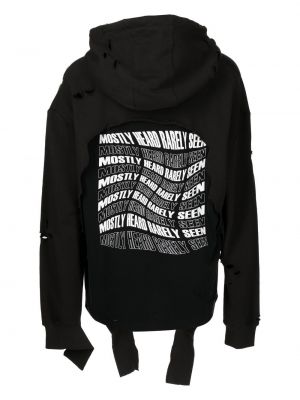 Distressed hoodie mit print Mostly Heard Rarely Seen schwarz