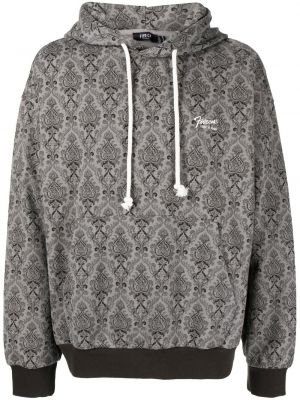Raštuotas siuvinėtas džemperis su gobtuvu su paisley raštu Five Cm pilka