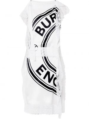 Vestido midi de encaje Burberry blanco