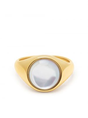 Nialaya Jewelry pearl large singet-ring - Oro