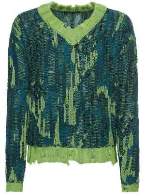 Sweter bawełniany z dekoltem w serek Andersson Bell zielony