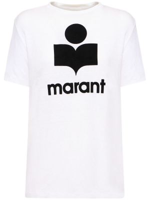 Camiseta de lino con estampado Marant Etoile blanco