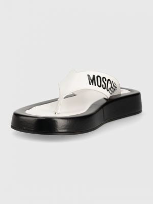 Sandale din piele cu platformă Love Moschino alb