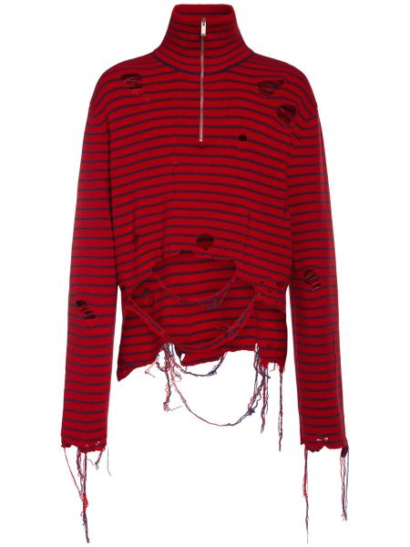 Ull turtleneck med glidelås Alexander Mcqueen rød