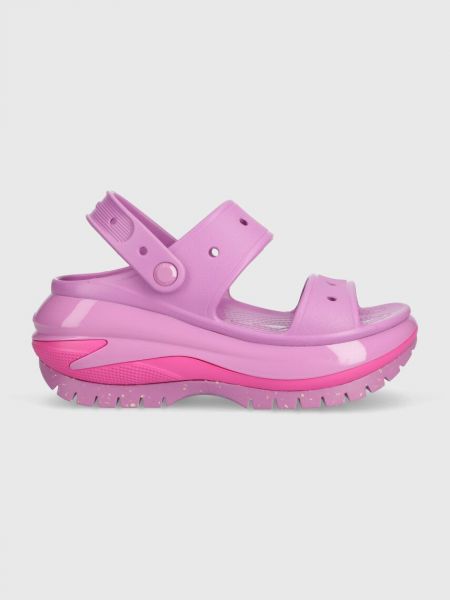 Фіолетові шльопанці на платформі Crocs