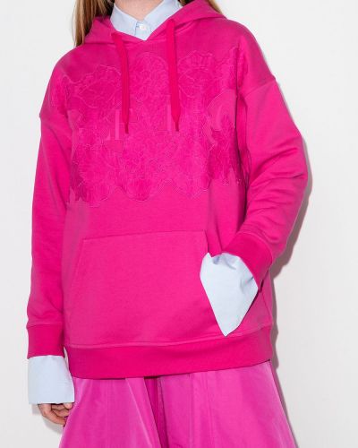 Sudadera con capucha de encaje Valentino rosa