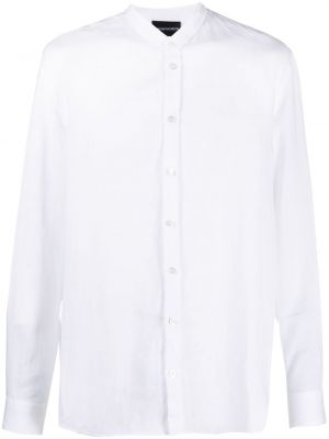 Λινό πουκάμισο Emporio Armani λευκό