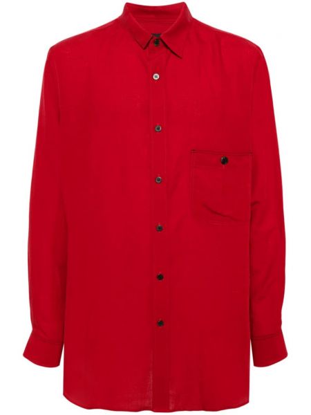 Asymetrická lněná košile Yohji Yamamoto červená