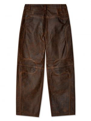 Proste spodnie skórzane z przetarciami Eckhaus Latta brązowe