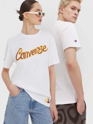 Bombažna majica Converse bela