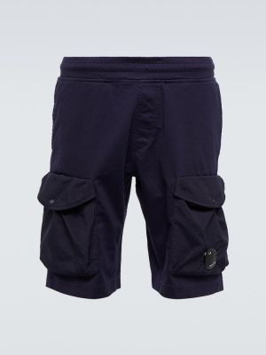Pantaloncini cargo di cotone in jersey C.p. Company blu