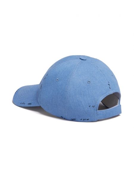 Haftowana czapka z daszkiem Marni niebieska