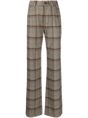 Ravne hlače s karirastim vzorcem Vivienne Westwood rjava