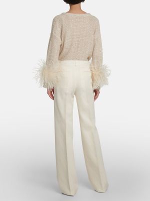 Pantaloni cu talie înaltă de lână de mătase Valentino