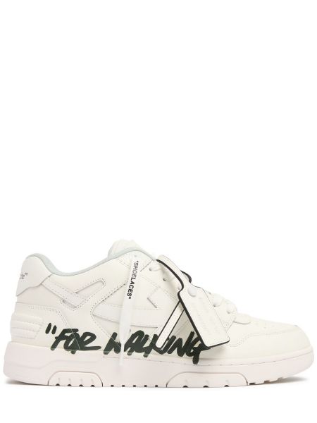 Formella sneakers i läder Off-white vit