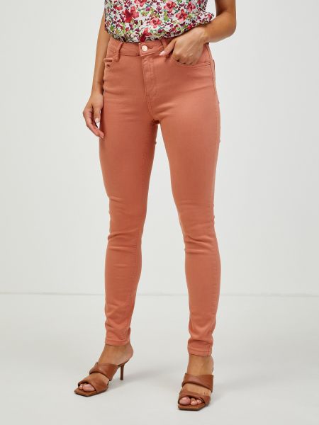 Kalhoty skinny fit Camaieu oranžové