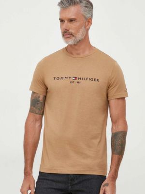 Тениска с дълъг ръкав с апликация Tommy Hilfiger кафяво