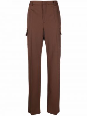 Vlněné rovné kalhoty Valentino hnědé