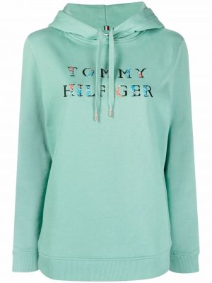 Floral brodert hettegenser Tommy Hilfiger grønn