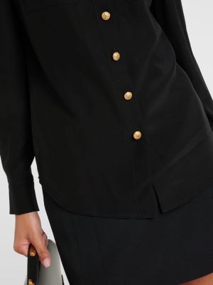 Camisa de seda de crepé Balmain negro