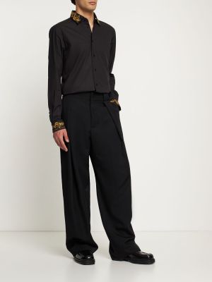 Памучна риза с принт Versace Jeans Couture черно