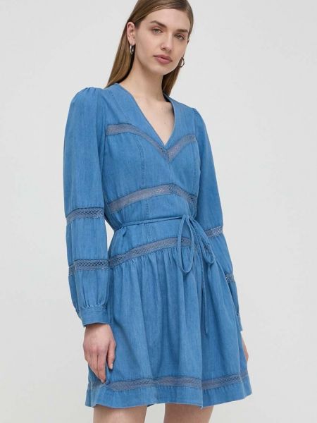 Pamučna mini haljina Twinset plava