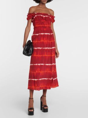 Шелковое платье миди с принтом Altuzarra красное