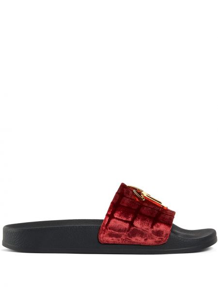 Fløyel flip-flops Giuseppe Zanotti rød