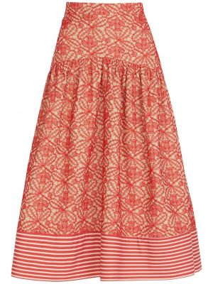 Φλοράλ βαμβακερή φούστα με σχέδιο Silvia Tcherassi κόκκινο