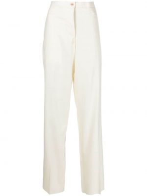 Vlněné rovné kalhoty Giuliva Heritage bílé