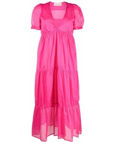 Κοκτέιλ φόρεμα με λαιμόκοψη v Blanca Vita ροζ