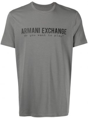 Trykt bomull t-skjorte Armani Exchange grå