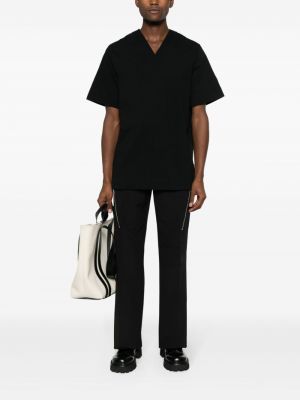 T-shirt en coton à col v Jil Sander noir