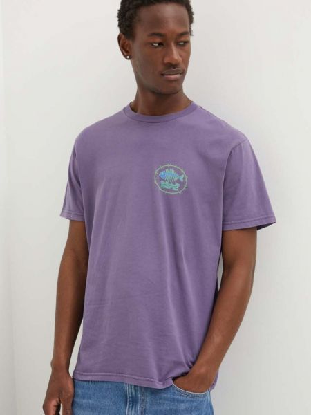 Koszulka bawełniana z nadrukiem Billabong fioletowa