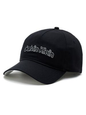 Haftowana czapka z daszkiem Calvin Klein Jeans czarna