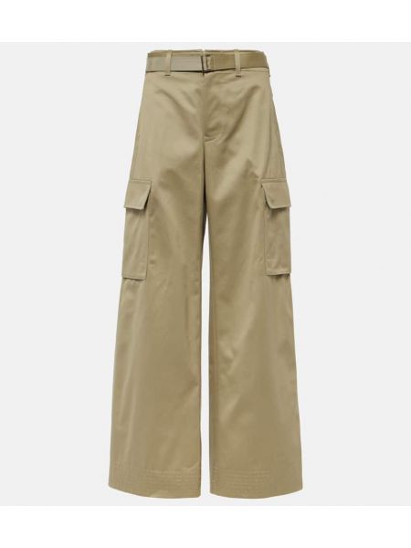 Pantalon cargo taille haute en coton Sacai beige