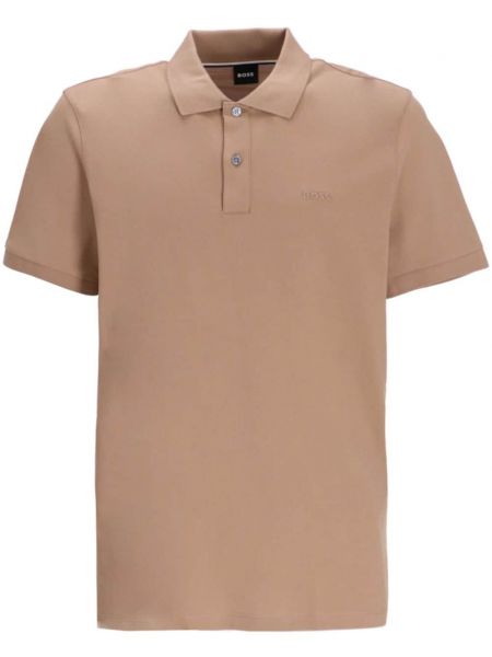 Poloshirt med broderier Boss brun